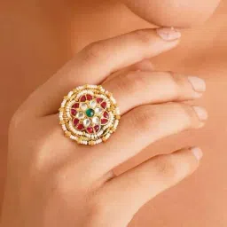 Jaypore Multicolour Adjustable Copper Casual Rings image 2