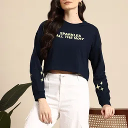 Mast & Harbour Women Printed Crop Sweatshirt-picture-20