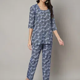 SWI Stylish Women Abstract Print Round Neck Pure Cotton Co-ords Set image 4