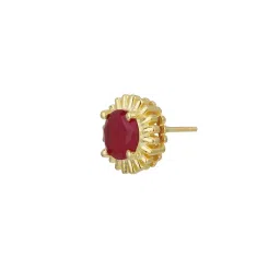 Carlton London 18kt Gold Plated CZ Ruby Sunflower Stud Earring image 3
