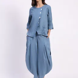 Global Republic Linen Round Neck Tunic With Trousers Co-Ords Set-picture-14