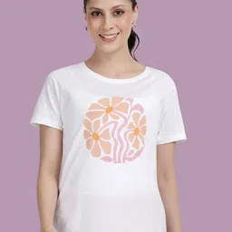 TWIN BIRDS Women Floral Printed Round Neck Cotton Relaxed Fit T-shirt-picture-32