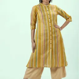 Rangmanch by Pantaloons Mustard Printed Straight Kurta-picture-15