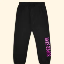 Pantaloons Junior Kids Black Cotton Printed Trackpants-picture-16