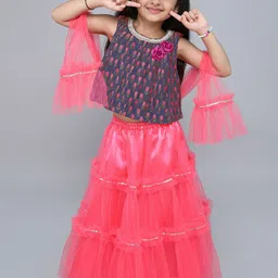 MANY FROCKS & Girls Printed Ready to Wear Lehenga Blouse With Dupatta-picture-11