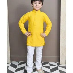 BT DEZINES Full Sleeves Chikankari Embroidered & Sequin Embellished Kurta & Pajama - Yellow-picture-27