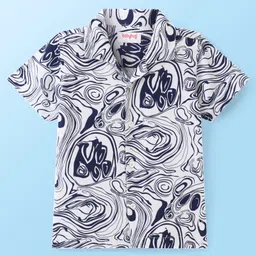 Babyhug Cotton Woven Half Sleeves Resort Collar Marble Print Shirt - Navy Blue-picture-18