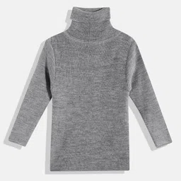 RVK Full Sleeves Solid Stretchable Skivvy Pullover Sweater - Dark Grey-image-4