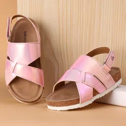 Babyoye Shimmered Sandals with Velcro Closure - Pink-picture-26