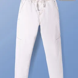 Pine Kids Denim Woven Full Length Washed Jeans - White-image-37