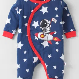 BUMZEE Cotton Knit Full Sleeves Romper with Star & Space Theme Print - Navy Blue-picture-33