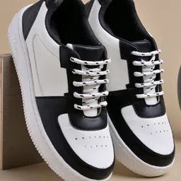 Shoetopia Colour Blocked Lace Up Shoes - Black & White-picture-30