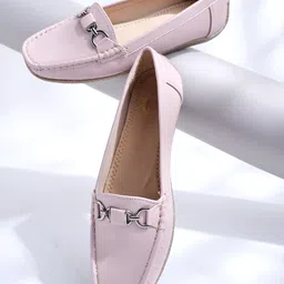 Shoetopia Metal Applique Detailed Loafers - Mauve-picture-16