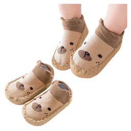 Bembika Anti-Skid Bear Face Designed Applique Detailed Socks Shoe - Brown-picture-33