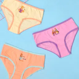 Yellow Bee Cotton Knit Pack Of 3 Disney Princesses Featuring Cinderella & Rapunzel Printed Panties - Multi Colour-picture-28