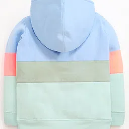 Cherry Crumble By Nitt Hyman Full Sleeves Colour Blocked Hooded Stormy Sweatshirt - Blue Green & Red image 3