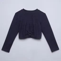 Taffykids Pack Of 2 Full Sleeves Solid Crop Tops - Green & Blue image 3