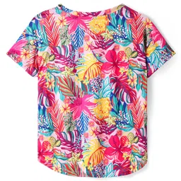 Pine Active Full Length Super Stretch Leggings with Floral Print - Pink & Light Blue image 2