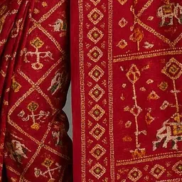 yashvi fab Women Maroon Pure Cotton Block Print Sarees image 2