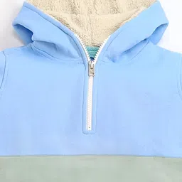 Cherry Crumble By Nitt Hyman Full Sleeves Colour Blocked Hooded Stormy Sweatshirt - Blue Green & Red image 4