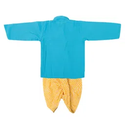 BownBee Pure Cotton Full Sleeves Leheriya Designed Kurta & Dhoti Set - Green image 4