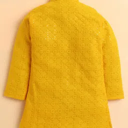 BT DEZINES Viscose Woven Full Sleeves Floral Embroidered & Sequins Embellished Kurta Pyjama Set - Yellow image 4