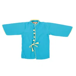 BownBee Pure Cotton Full Sleeves Leheriya Designed Kurta & Dhoti Set - Green image 5