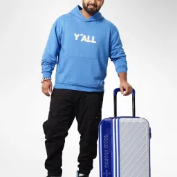 Nasher Miles Blue & Silver Vegas Color Block Small Hard Sided Cabin Trolley image 3