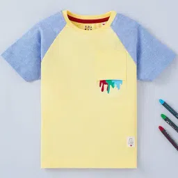 Ed-a-Mamma Kids Yellow & Blue Cotton Printed T-Shirt-image-27