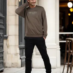 celio celio* Khaki Solid Regular Fit Cotton Sweatshirt-picture-19