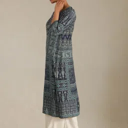Soch Navy Blue Regular Fit Paisley Kurtas image 3