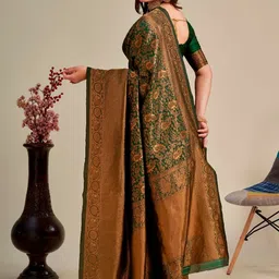 Vastravatika Ethnic Motifs Woven Design Zari Kanjeevaram Saree image 4