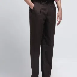 Rare Rabbit Brown Relaxed Fit Solid Trousers image 3
