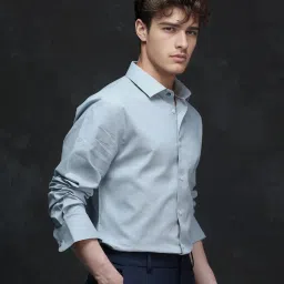 Rare Rabbit Blue Regular Fit Solid Shirt image 3