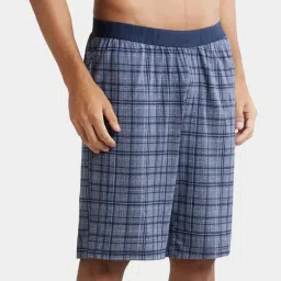 Jockey IM02 Blue Tencel Micro Modal Cotton Elastane Stretch Shorts with Side Pocket image 3