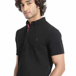 Rare Rabbit Black Regular Fit Solid Polo T-Shirt image 3
