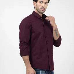 Numero Uno Dark Purple Slim Fit Solid Shirt image 3