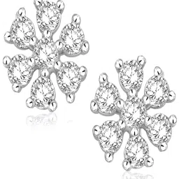 Peora Silver Plated Cubic Zirconia Studded Floral Stud Earrings image 3