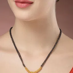 Anouk Women Set of 5 Gold-Plated Black Beaded Mangalsutra image 5
