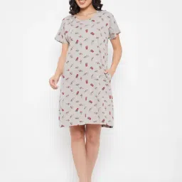 Clovia Grey Printed Night Dress-picture-20