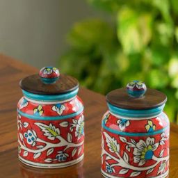 ExclusiveLane Floral Hand-painted Multi Utility Storage Jars & Containers In Ceramic (Non-Airtight)-picture-21
