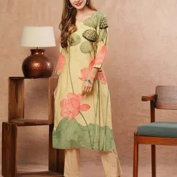 Fashor Pastel Yellow Printed Straight Kurta-picture-34