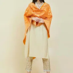 Soch Orange Woven Pattern Dupatta-picture-15
