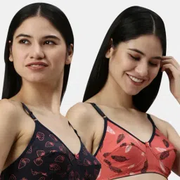 Kryptic Navy & Orange Printed Full Coverage Everyday Bra - Pack of 2-picture-10