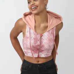 Forever 21 Pink Printed Hooded Jacket-image-44