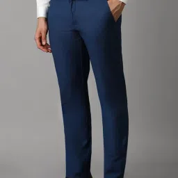 Louis Philippe Blue Slim Fit Texture Trousers image 3
