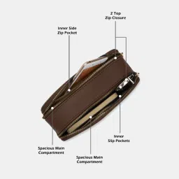 lavie luxe Womens Mono Fenny25 Box Sling Bag Choco (S) image 5