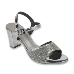 Haute Diva by Mochi Women's Silver Ankle Strap Sandals image 2