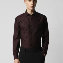 Van Heusen Maroon Cotton Slim Fit Printed Shirt-picture-40