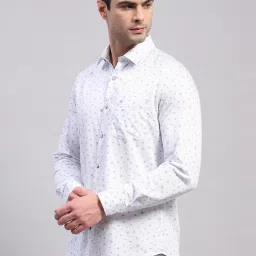 Monte Carlo Sky Blue Cotton Regular Fit Printed Shirt image 3